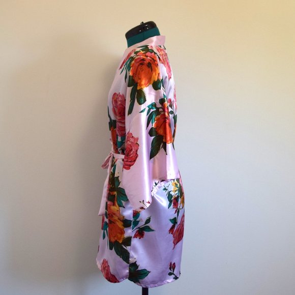 2/$20 Pink Floral Spring Satin Robe - Picture 7 of 8